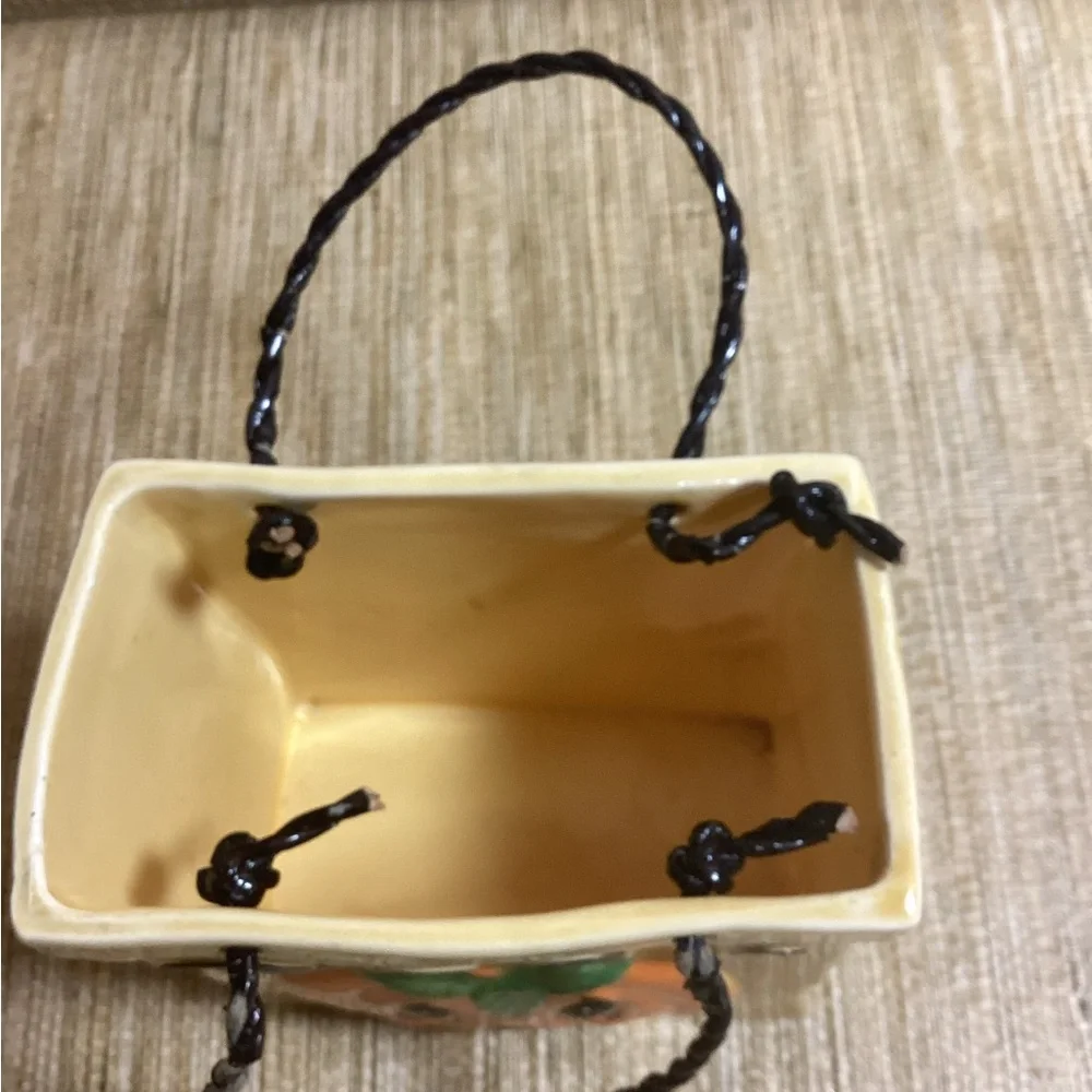 Vintage 1986 Lefton Ceramic Yellow Pumpkin Trick-or-Treat Bag